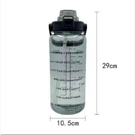 KIMLUD, 2L Straw Water Bottle Large Capacity Plastic Water Cup Portable Drink Bottle With Time Marker For Outdoor Sports Fitness, KIMLUD Women's Clothes