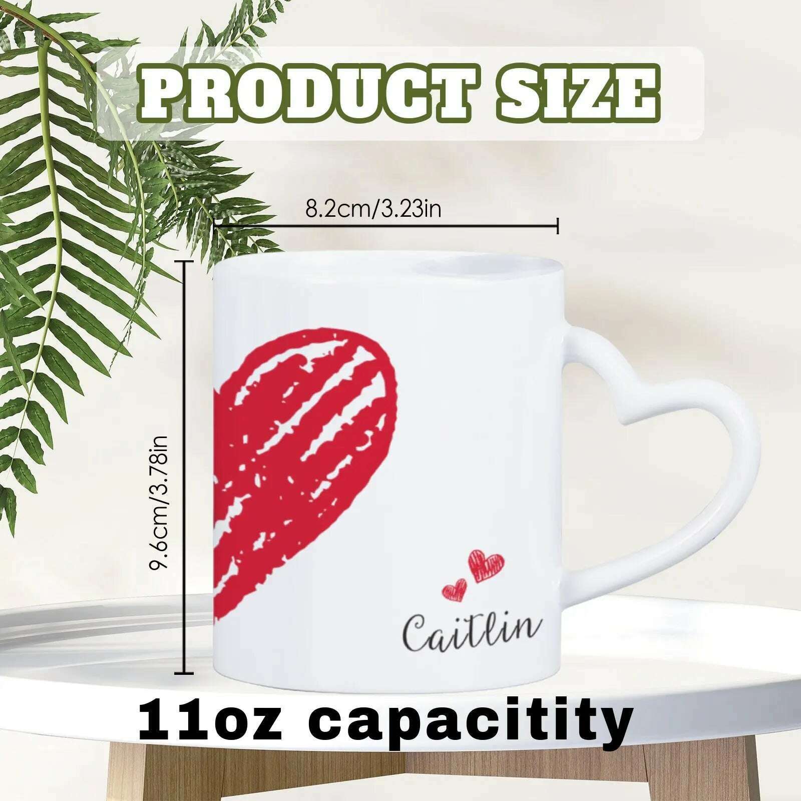 2pc Heart Handle Personalized Name Couple Coffee Mug for Girlfriend Wife Husband Valentine's Day present for Couples Coffee Mugs - KIMLUD