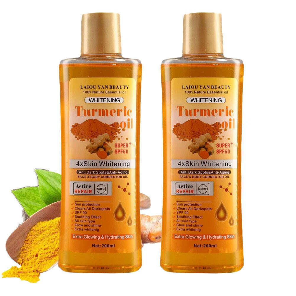 KIMLUD, 2Pcs Turmeric Essential Oil 400ml for Face & Body Anti Dark Spots Anti Aging 100% Natural Oil Skin Whitening and Hydrating, 2Pcs / CN, KIMLUD Womens Clothes