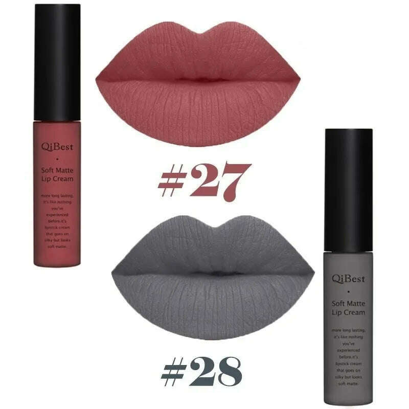 KIMLUD, 2Pcs/Set 34 Color Matte Long Lasting Lipsticks Sexy Make Lip-gloss Professional Makeup Kits for Women Liquid Lipstick Matte Set, 27 28, KIMLUD Womens Clothes