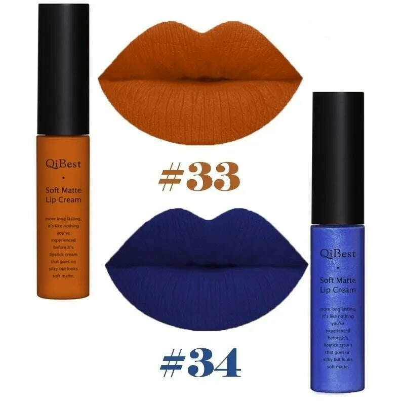 KIMLUD, 2Pcs/Set 34 Color Matte Long Lasting Lipsticks Sexy Make Lip-gloss Professional Makeup Kits for Women Liquid Lipstick Matte Set, 33 34, KIMLUD Womens Clothes