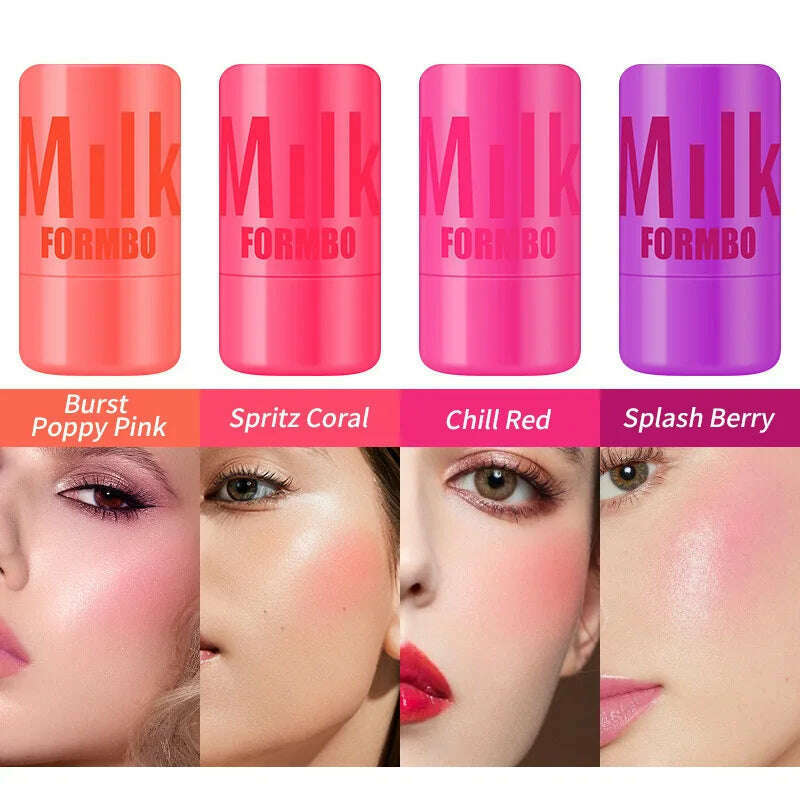 KIMLUD, 3-in-1 Milk Jelly Face Blush Wand Lip Gloss Cheek Tint Long Lasting Lipstick Matte Rouge Juicy Facial Blusher Lipgloss Makeup, KIMLUD Womens Clothes