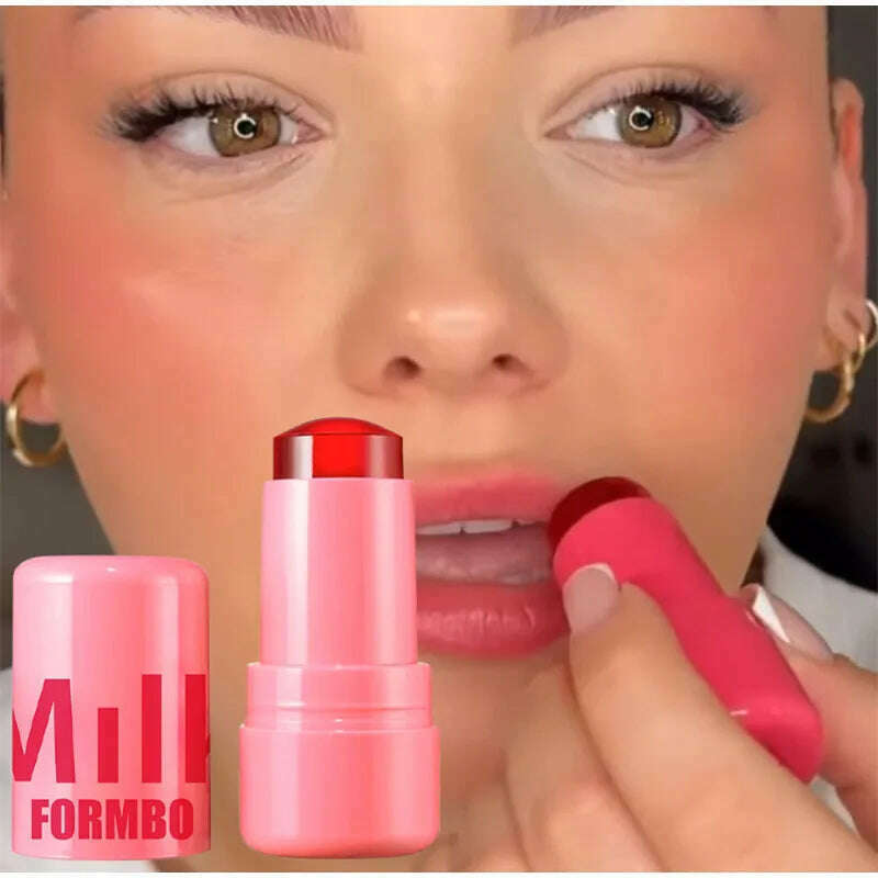 KIMLUD, 3-in-1 Milk Jelly Face Blush Wand Lip Gloss Cheek Tint Long Lasting Lipstick Matte Rouge Juicy Facial Blusher Lipgloss Makeup, KIMLUD Womens Clothes