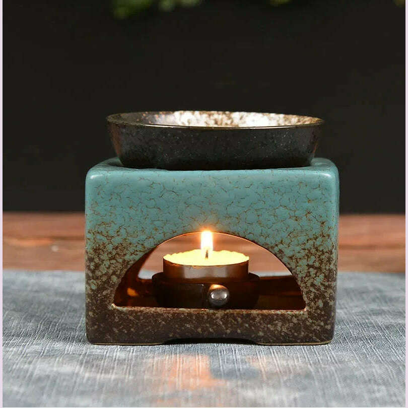 3 in 1 Vintage Restaurant Household Tea Warmer Set 140ml Ceramics Essential Oil Furnace Candle Heating Incense Burner Home Decor - KIMLUD