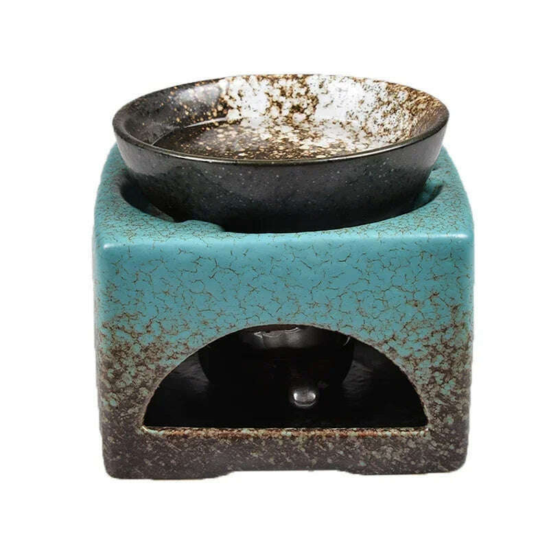 3 in 1 Vintage Restaurant Household Tea Warmer Set 140ml Ceramics Essential Oil Furnace Candle Heating Incense Burner Home Decor - KIMLUD
