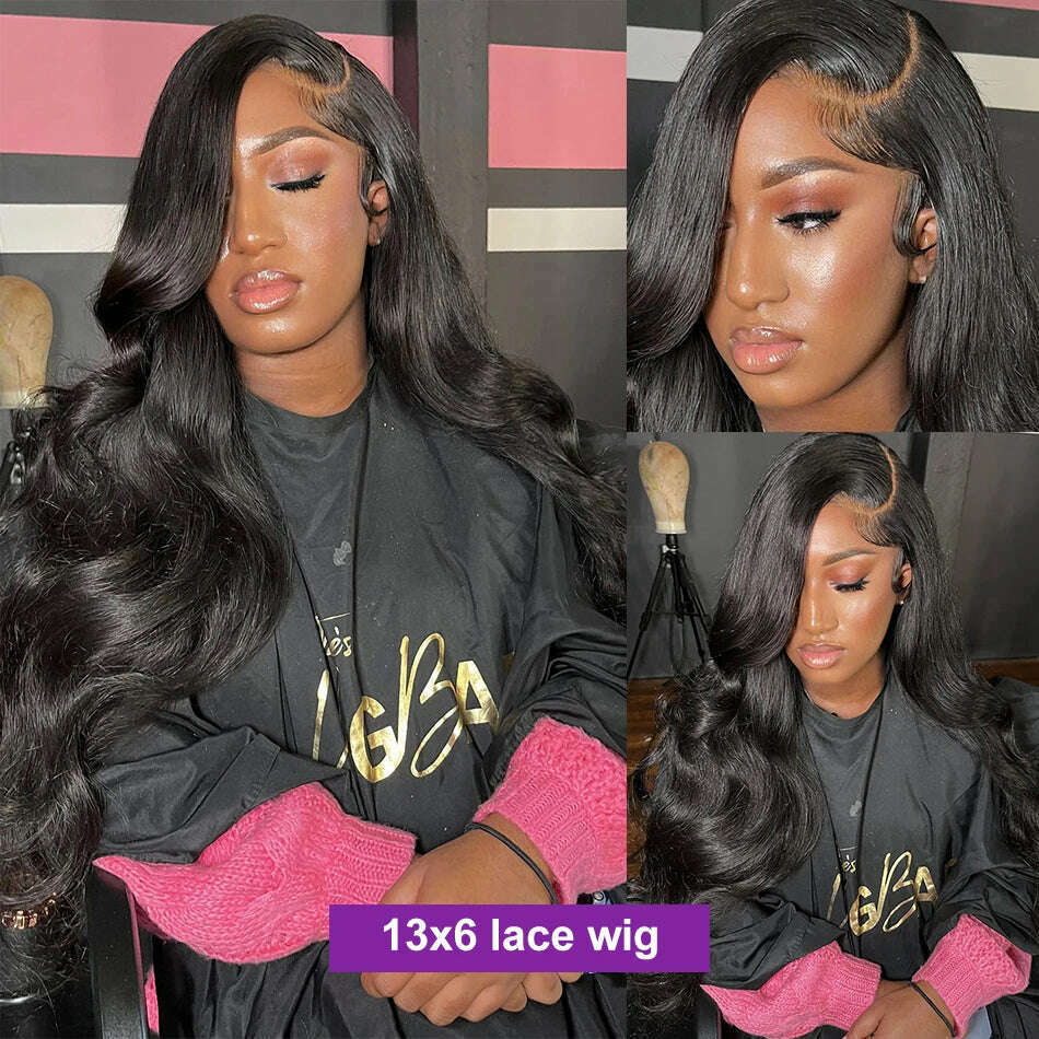 KIMLUD, 300% High Density 13x6 HD Transparent Body Wave Lace Frontal Human Hair Wig 30 40 Inch 13x4 Lace Front Wig PrePlucked For Women, KIMLUD Women's Clothes
