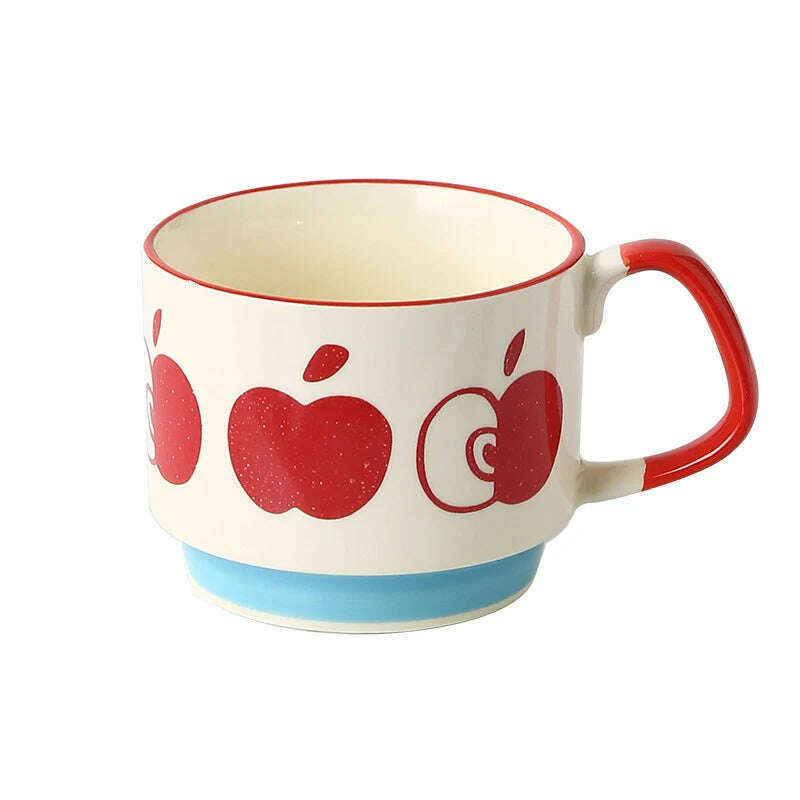 KIMLUD, 300ml Japanese Flower Coffee Mug Set Retro Ceramic Milk Oats Mug Office Water Handgrip Cup Kitchen Party Drinkware Set, B / 300ml, KIMLUD Womens Clothes