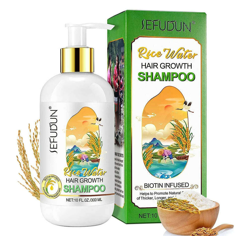 KIMLUD, 300ml Tradition Wash Rice Water Hair Shampoo Anti Hair Loss Treatment Fast Growth Anti Dandruff Shampoo Professional Hair Care, Default Title, KIMLUD Women's Clothes