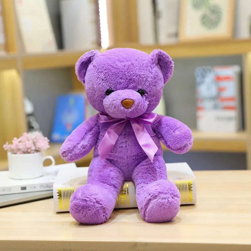 KIMLUD, 30cm 16 Styles Bear Plush Toy Soft Stuffed Animal Doll Small Pink Gray White Teddy Bear Doll Lovely Birthday Gifts For Girl Boy, purple / 30cm, KIMLUD Womens Clothes