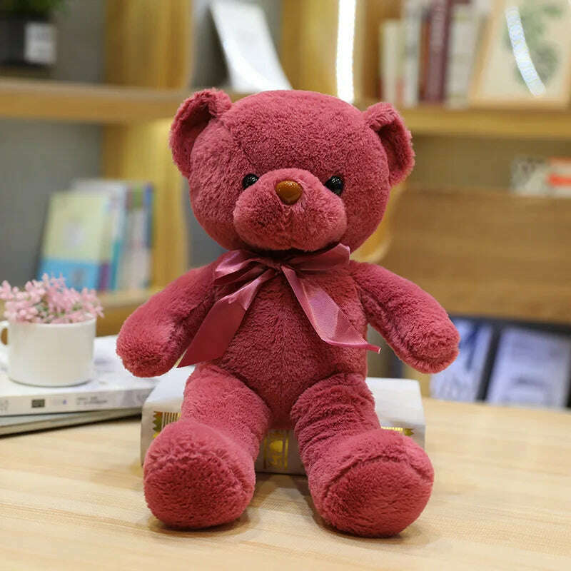 KIMLUD, 30cm 16 Styles Bear Plush Toy Soft Stuffed Animal Doll Small Pink Gray White Teddy Bear Doll Lovely Birthday Gifts For Girl Boy, purple red / 30cm, KIMLUD Womens Clothes