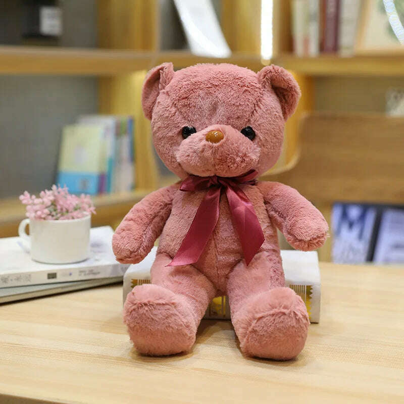 30cm 16 Styles Bear Plush Toy Soft Stuffed Animal Doll Small Pink Gray White Teddy Bear Doll Lovely Birthday Gifts For Girl Boy, dark pink / 30cm, KIMLUD Women's Clothes
