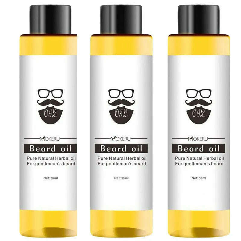 KIMLUD, 30ml Beard Oil 100% Natural Ingredients Growth Oil For Men Beard Grooming Treatment Shiny Smoothing Beard Care, 3 pcs, KIMLUD Women's Clothes