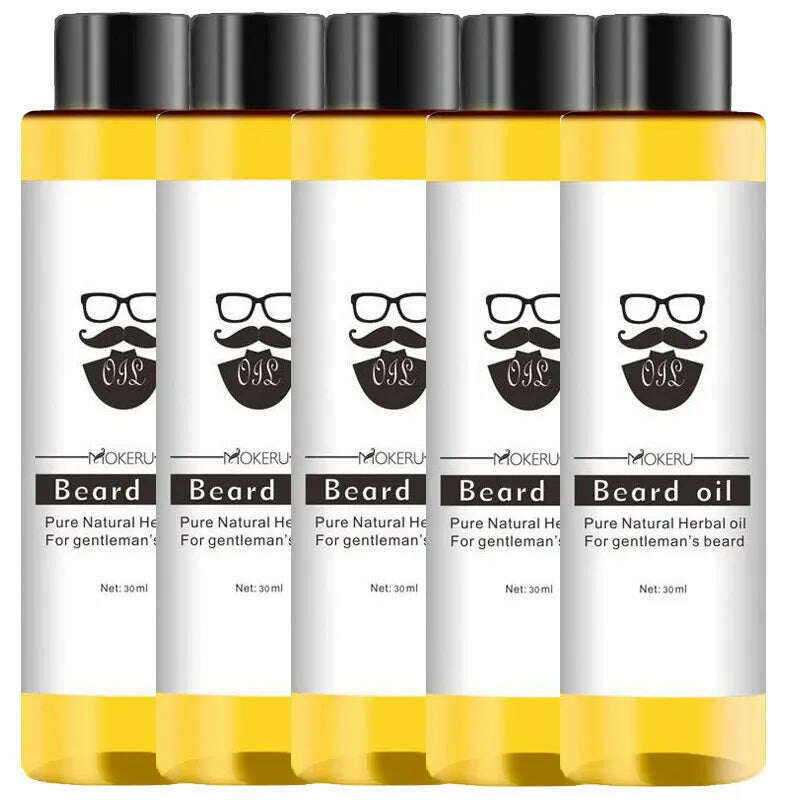 KIMLUD, 30ml Beard Oil 100% Natural Ingredients Growth Oil For Men Beard Grooming Treatment Shiny Smoothing Beard Care, 5 pcs, KIMLUD Women's Clothes