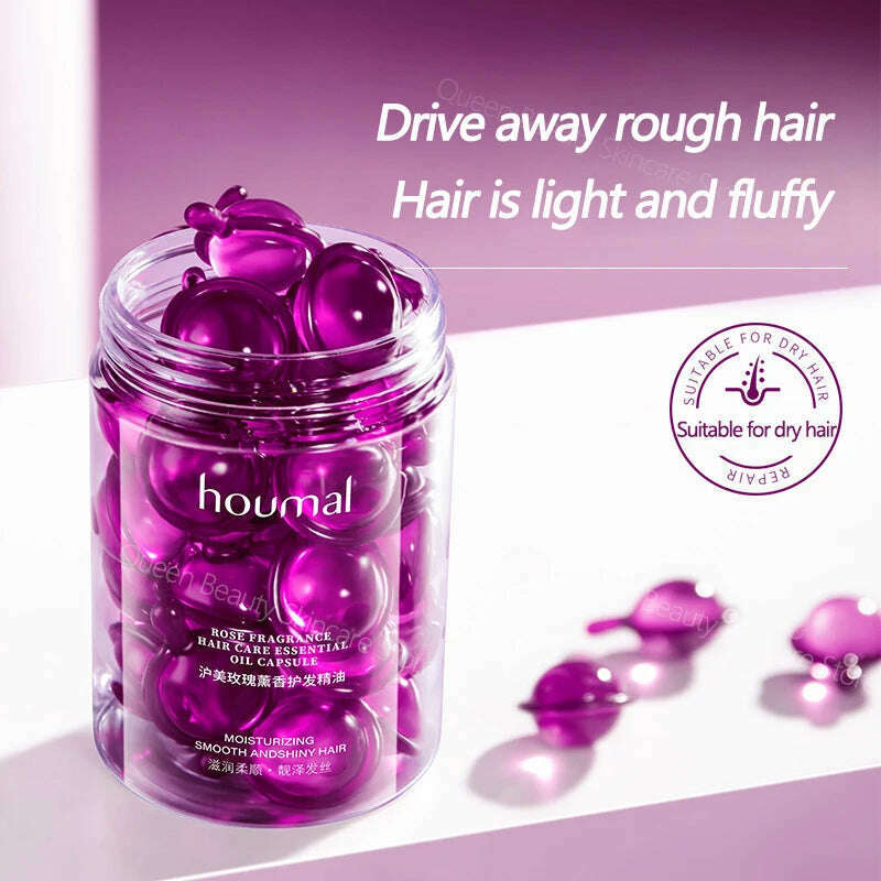 KIMLUD, 30Pcs Hair Rose Essential Oil Smooth Silky Hair Vitamin Capsule Nourishing Treatment Repair Damaged Hair Serum Strengthen Hair, KIMLUD Womens Clothes
