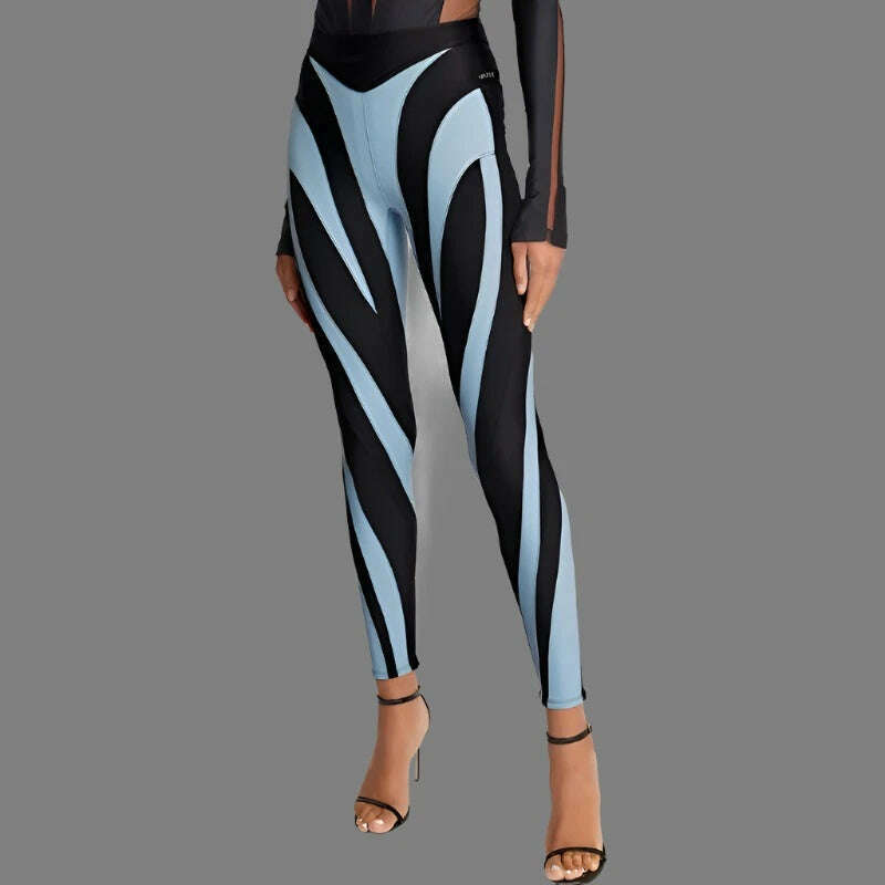 KIMLUD, 3.13 Women's Leggings 2024 Summer New Elastic Mesh Contrast Patchwork Women's Tight Pants y2k Sports Yoga Pants Traf, KIMLUD Womens Clothes