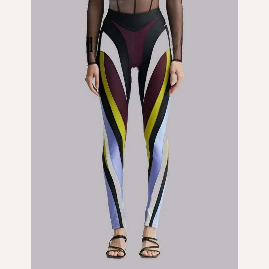 KIMLUD, 3.13 Women's Leggings 2024 Summer New Elastic Mesh Contrast Patchwork Women's Tight Pants y2k Sports Yoga Pants Traf, KIMLUD Womens Clothes