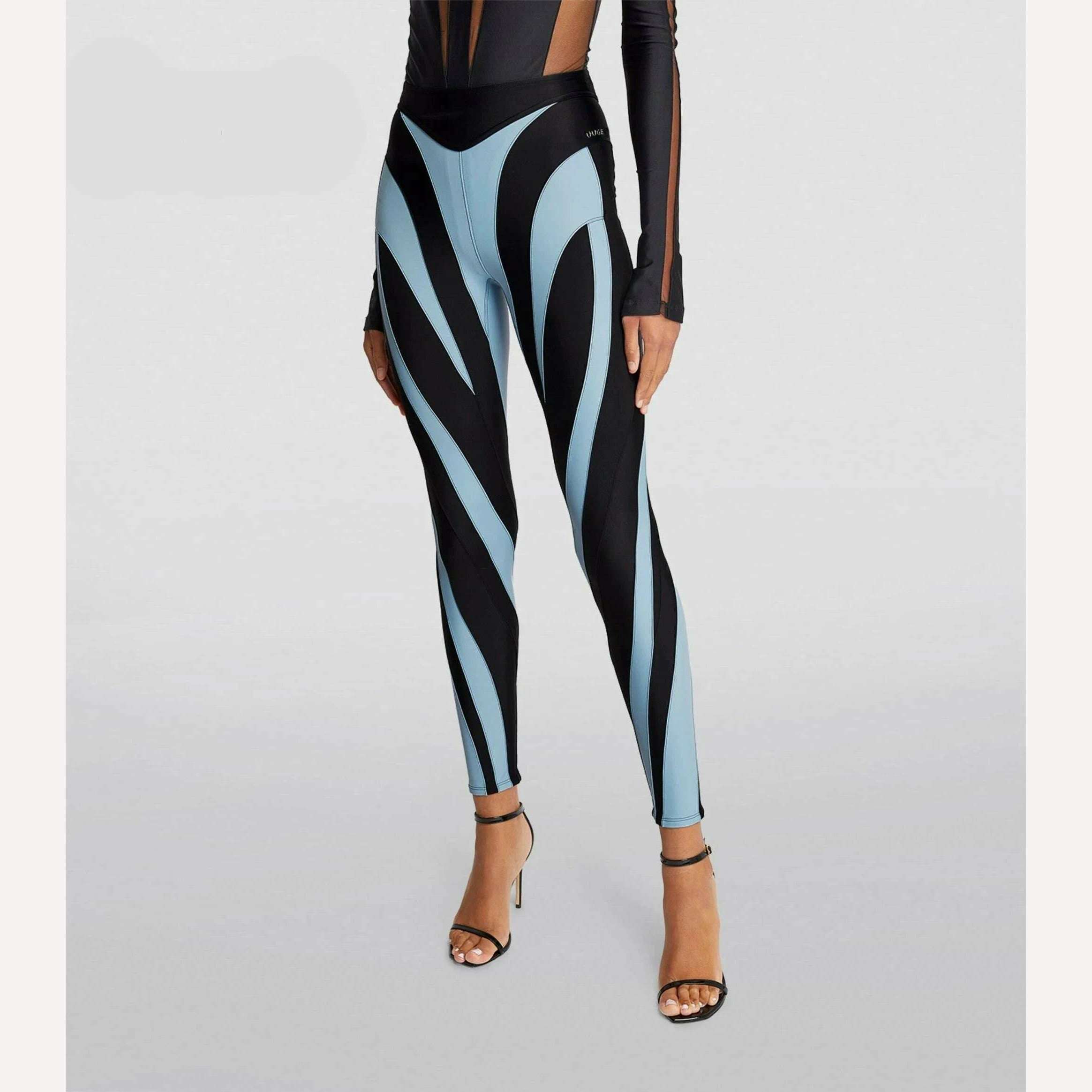 KIMLUD, 3.13 Women's Leggings 2024 Summer New Elastic Mesh Contrast Patchwork Women's Tight Pants y2k Sports Yoga Pants Traf, KIMLUD Womens Clothes