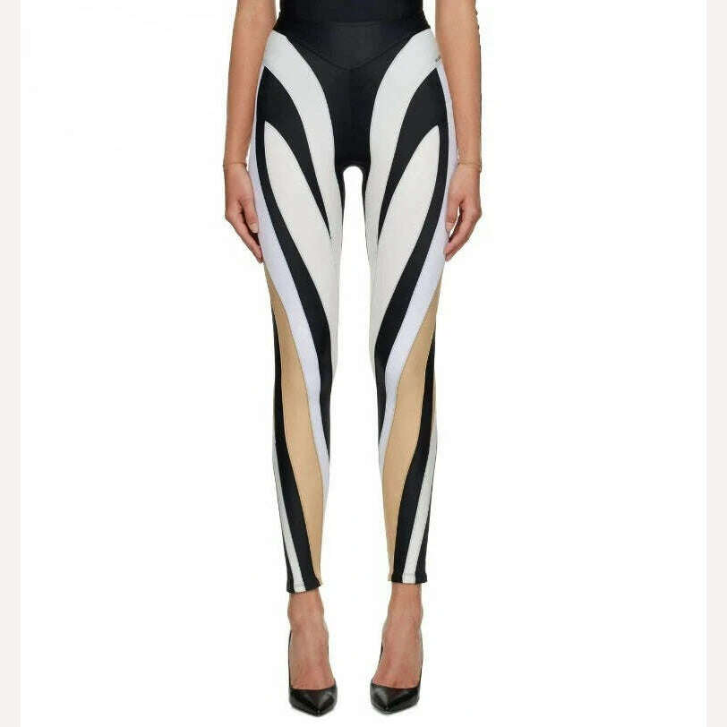 KIMLUD, 3.13 Women's Leggings 2024 Summer New Elastic Mesh Contrast Patchwork Women's Tight Pants y2k Sports Yoga Pants Traf, KIMLUD Womens Clothes