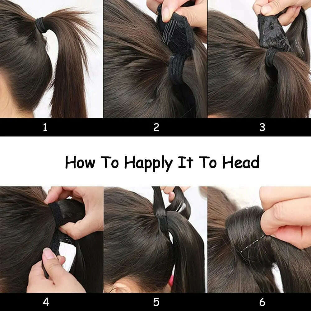 32 Inch Long Ponytail Hair Extension Corn Wavy Texture Synthetic Afro Kinky Curly Ponytail Women Hairpieces Wrap On Pony Tail - KIMLUD