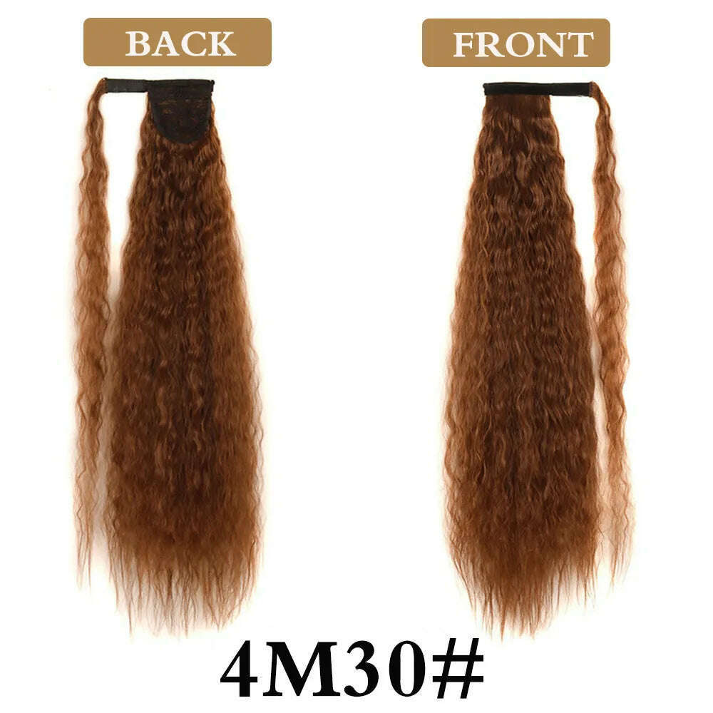 32 Inch Long Ponytail Hair Extension Corn Wavy Texture Synthetic Afro Kinky Curly Ponytail Women Hairpieces Wrap On Pony Tail - KIMLUD