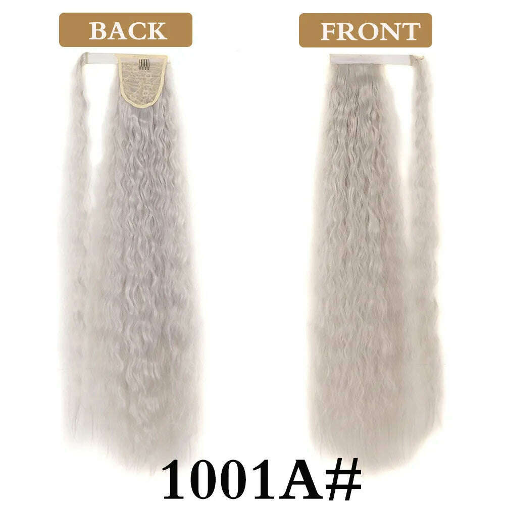 32 Inch Long Ponytail Hair Extension Corn Wavy Texture Synthetic Afro Kinky Curly Ponytail Women Hairpieces Wrap On Pony Tail - KIMLUD