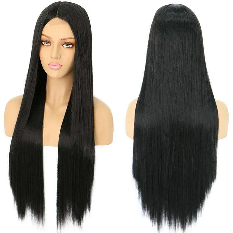 32 Inch Long Straight Ginger Wigs for Women Synthetic Orange Blonde Cosplay Wig Heat Resistant Red Pink Silver Gray Hair Wig 613 - KIMLUD