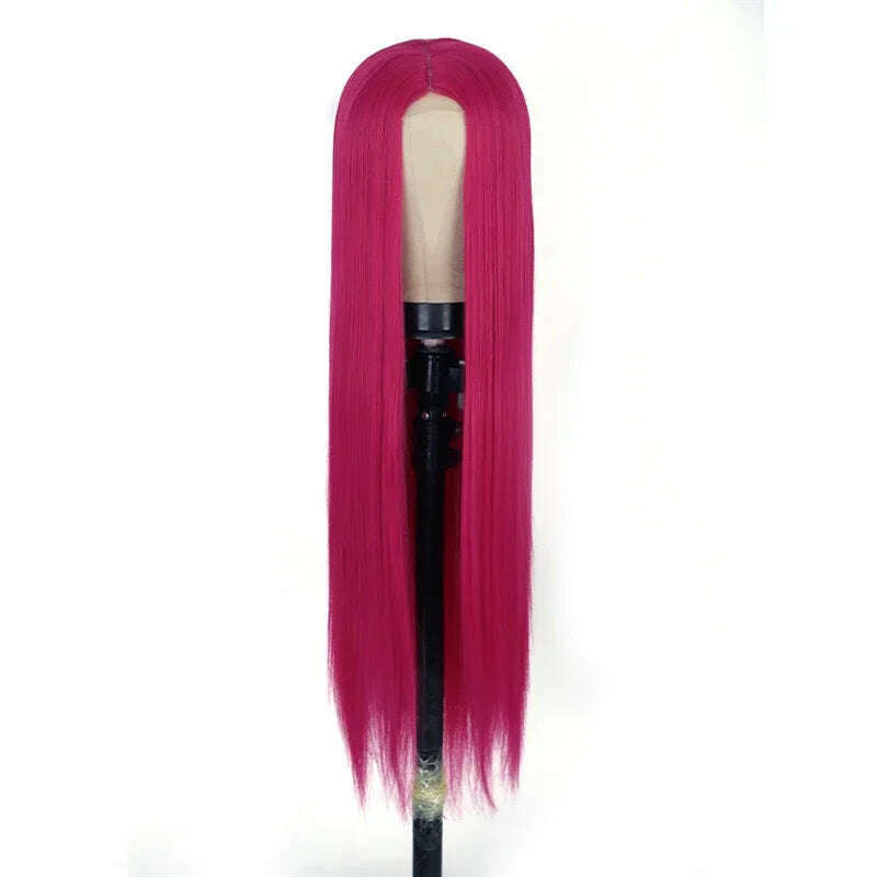 32 Inch Long Straight Ginger Wigs for Women Synthetic Orange Blonde Cosplay Wig Heat Resistant Red Pink Silver Gray Hair Wig 613 - KIMLUD