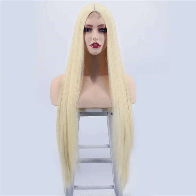 32 Inch Long Straight Ginger Wigs for Women Synthetic Orange Blonde Cosplay Wig Heat Resistant Red Pink Silver Gray Hair Wig 613 - KIMLUD
