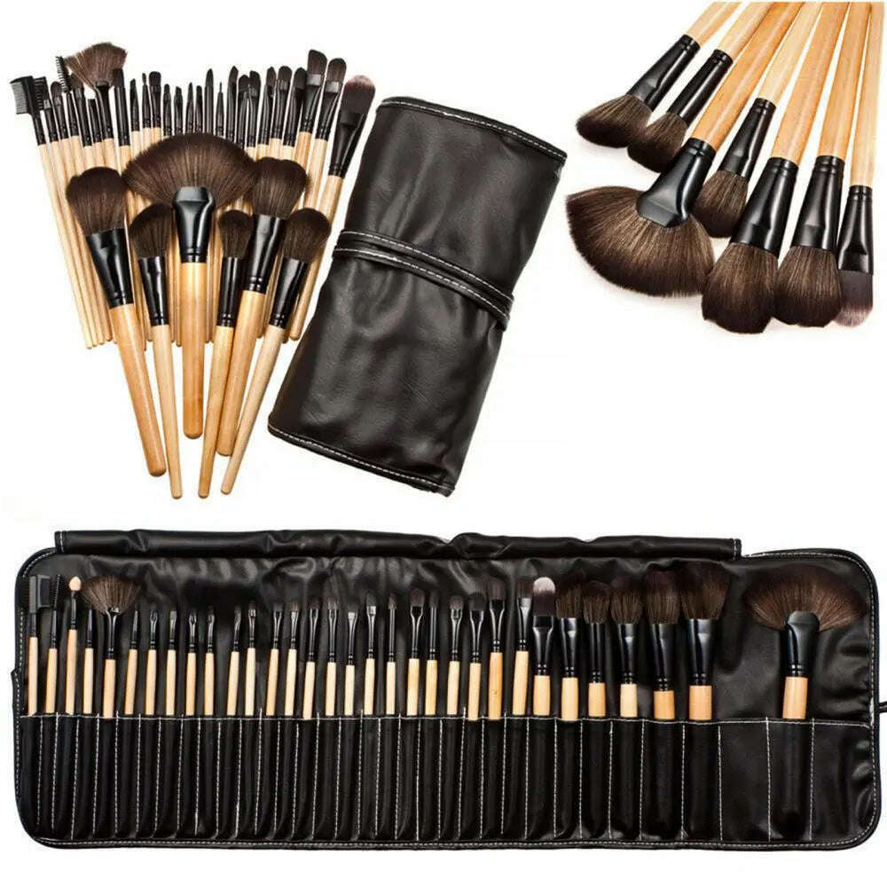 KIMLUD, 32 PCS Black Makeup Brush Set Professional Face Cosmetic Foundation Powder Blush Eyeshadow Blending Make Up Brush Tools Lady, KIMLUD Women's Clothes