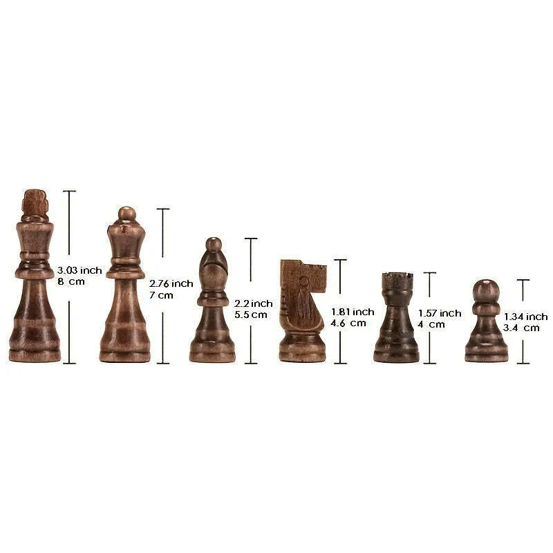 32 Pieses Wooden Chess Standard Tournamen Staunton Wood Chessmen 8cm King Height，Chess Pieces Only No Board - KIMLUD