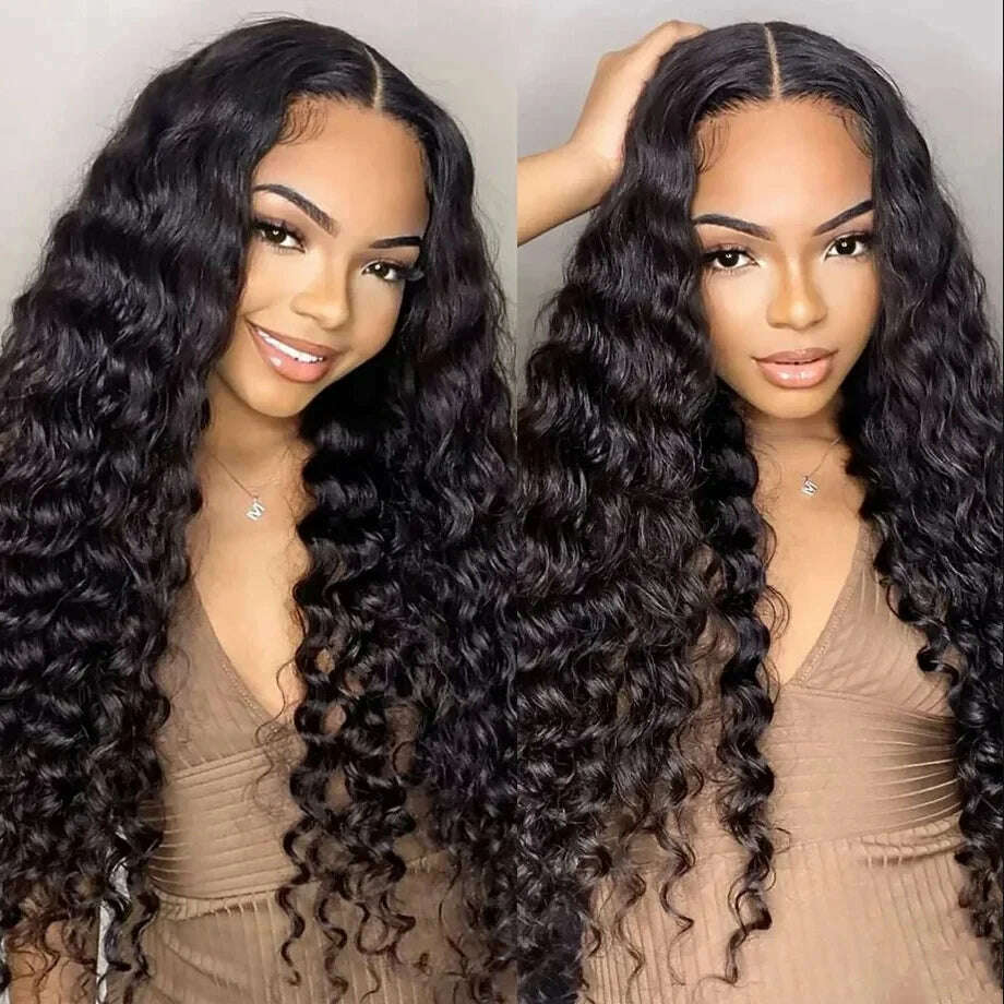 KIMLUD, 32Inch 180% Density 13x4 13x6 Deep Wave Transparent Lace Frontal Wigs For Black Women 4x4 Deep Curly Lace Closure Wig Bling Hair, 4x4 Closure Wigs / 20inches, KIMLUD APPAREL - Womens Clothes