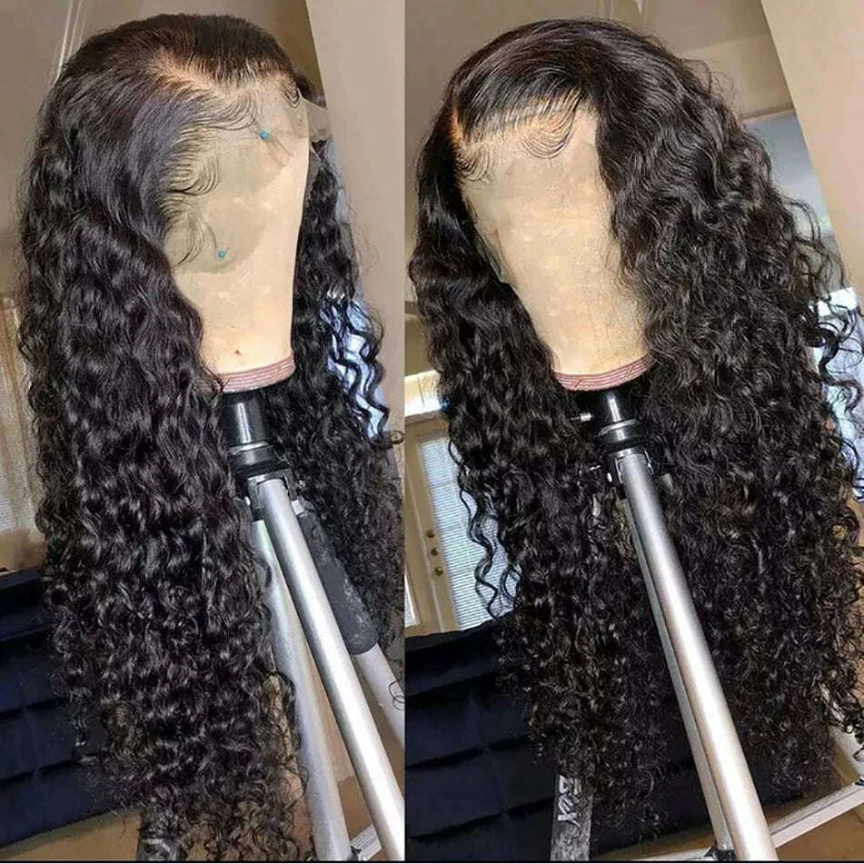 KIMLUD, 32Inch 180% Density 13x4 13x6 Deep Wave Transparent Lace Frontal Wigs For Black Women 4x4 Deep Curly Lace Closure Wig Bling Hair, KIMLUD Womens Clothes