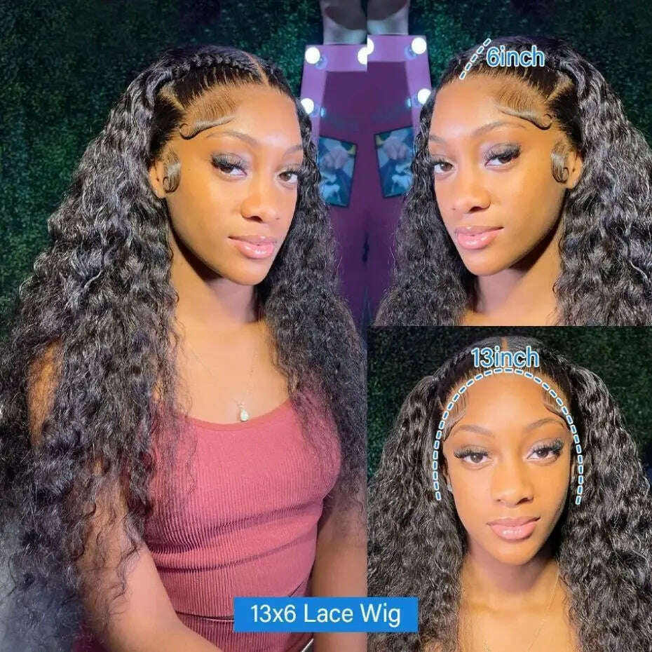 KIMLUD, 32Inch 180% Density 13x4 13x6 Deep Wave Transparent Lace Frontal Wigs For Black Women 4x4 Deep Curly Lace Closure Wig Bling Hair, KIMLUD Womens Clothes