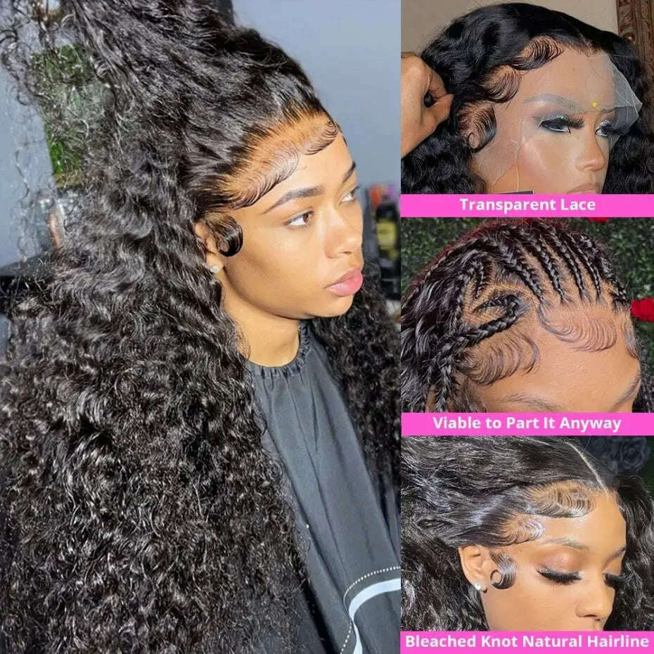KIMLUD, 32Inch 180% Density 13x4 13x6 Deep Wave Transparent Lace Frontal Wigs For Black Women 4x4 Deep Curly Lace Closure Wig Bling Hair, KIMLUD Womens Clothes