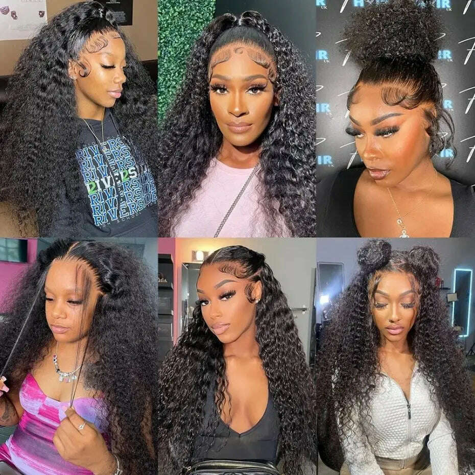 KIMLUD, 32Inch 180% Density 13x4 13x6 Deep Wave Transparent Lace Frontal Wigs For Black Women 4x4 Deep Curly Lace Closure Wig Bling Hair, KIMLUD Womens Clothes