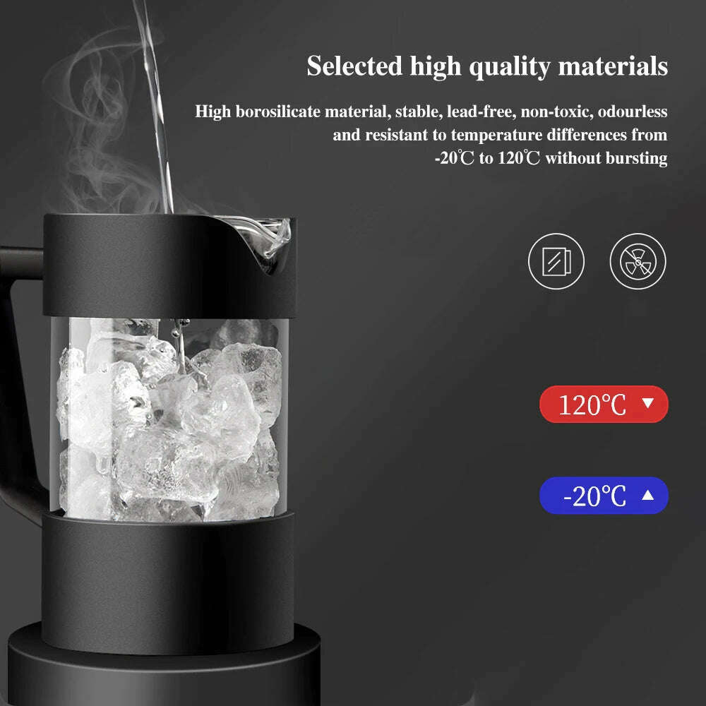 KIMLUD, 350ML/600ML/1000ML French Press Coffee Maker High Borosilicate Glass House Coffee Brewer Milk Foam Frother Barista Tea Maker, KIMLUD Womens Clothes