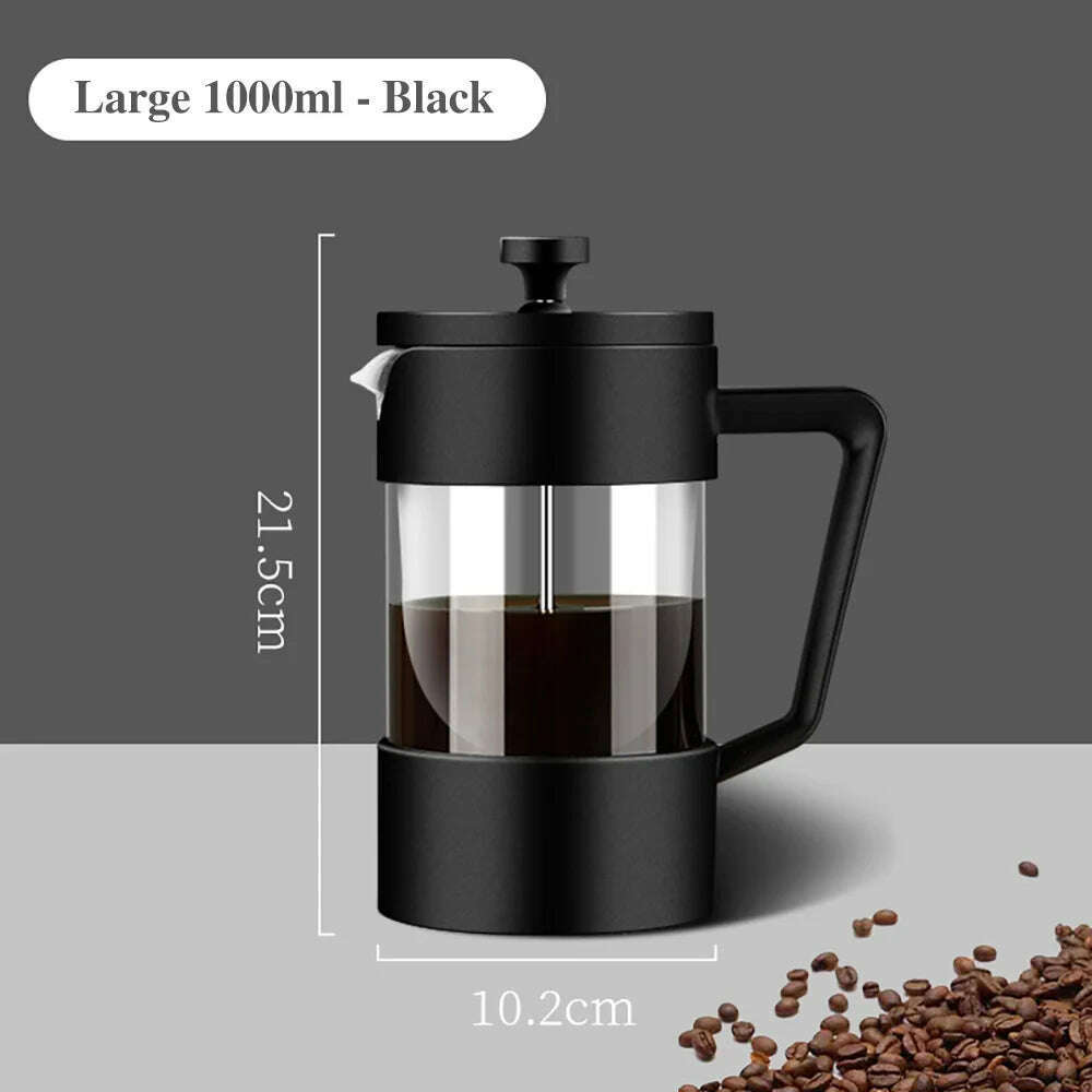 KIMLUD, 350ML/600ML/1000ML French Press Coffee Maker High Borosilicate Glass House Coffee Brewer Milk Foam Frother Barista Tea Maker, KIMLUD Womens Clothes