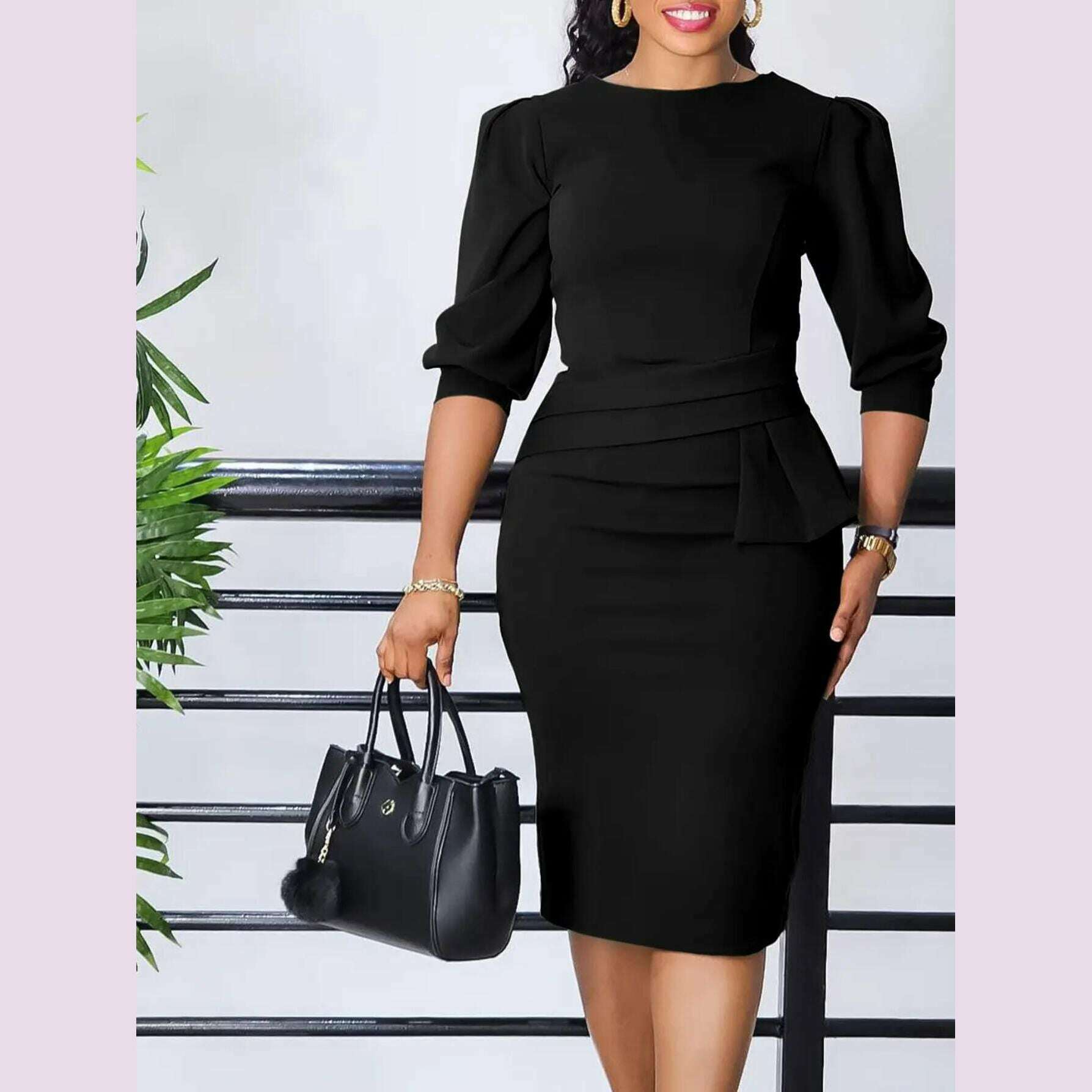 sinhoon-womens-bodycon-dress---solid-color-round-neck-seven-tenths-sleeve-body-hugging-midi-dress-slim-fit-office-party-dresskimlud-womens-fashion-34625675