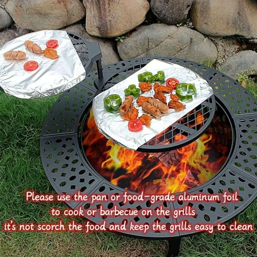 KIMLUD, 36 Inch Three in One Fire Pit with 2 Grills, Outdoor Wood Burning Fire Pit with Cover, Matchstick, and Circular Waterproof Cover, KIMLUD Womens Clothes