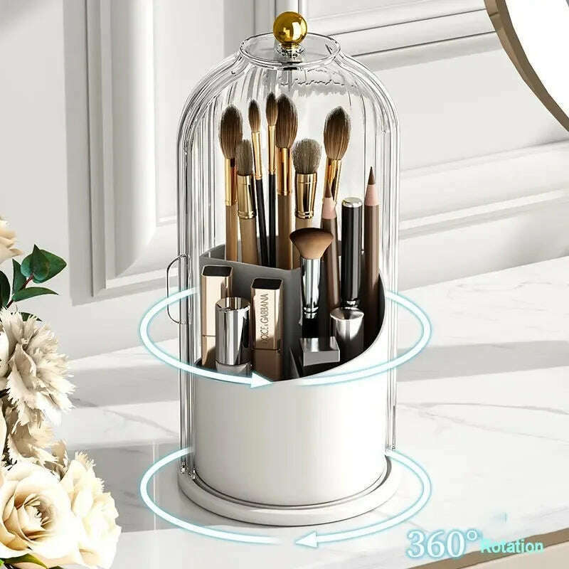 KIMLUD, 360° Rotating Makeup Brush Holder Desktop Makeup Organizer Cosmetic Storage Box Lipstick Eyebrow Pencil Holder Jewelry Containe, KIMLUD Womens Clothes