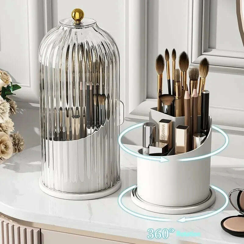 KIMLUD, 360° Rotating Makeup Brush Holder Desktop Makeup Organizer Cosmetic Storage Box Lipstick Eyebrow Pencil Holder Jewelry Containe, KIMLUD Womens Clothes