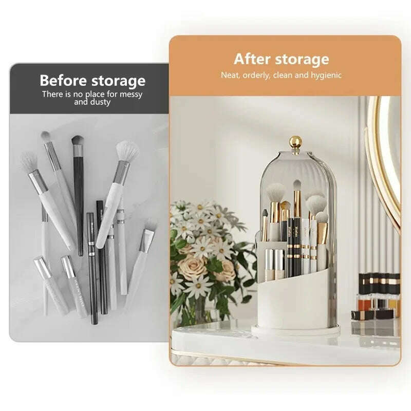 KIMLUD, 360° Rotating Makeup Brush Holder Desktop Makeup Organizer Cosmetic Storage Box Lipstick Eyebrow Pencil Holder Jewelry Containe, KIMLUD Womens Clothes