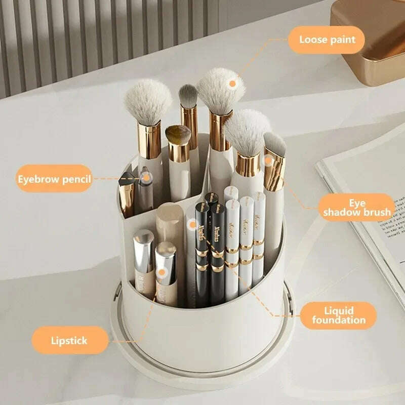 KIMLUD, 360° Rotating Makeup Brush Holder Desktop Makeup Organizer Cosmetic Storage Box Lipstick Eyebrow Pencil Holder Jewelry Containe, KIMLUD Womens Clothes