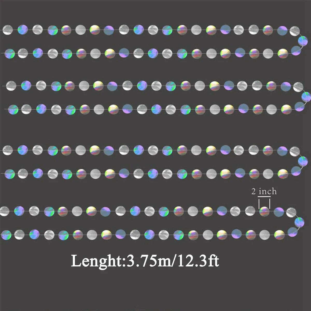 3.75M 12.3ft Paper Banner Birthday Party Decoration First 1st Kids Boy Girl Adult Laser Silver Garland Wedding Baby Shower - KIMLUD