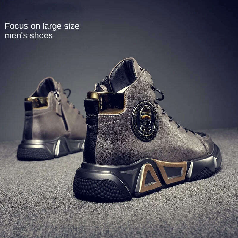 KIMLUD, 38-48 Yards Leather Ankle Boots Men's Shoes Yuppie High-top Shoes Spring and Autumn Casual Thick Soles High-quality Winter Boots, KIMLUD Womens Clothes