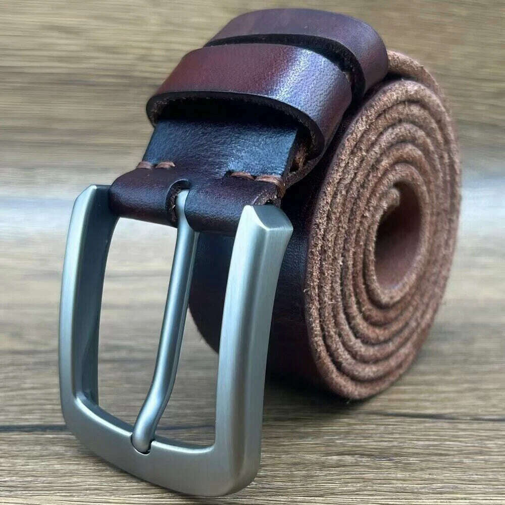KIMLUD, 3.8CM Genuine Leather Belts For Men Luxury Designer High Quality Fashion Style Vintage Brown Cowboy Male Belt Factory Wholesale, COFFEE / 105CM, KIMLUD Womens Clothes