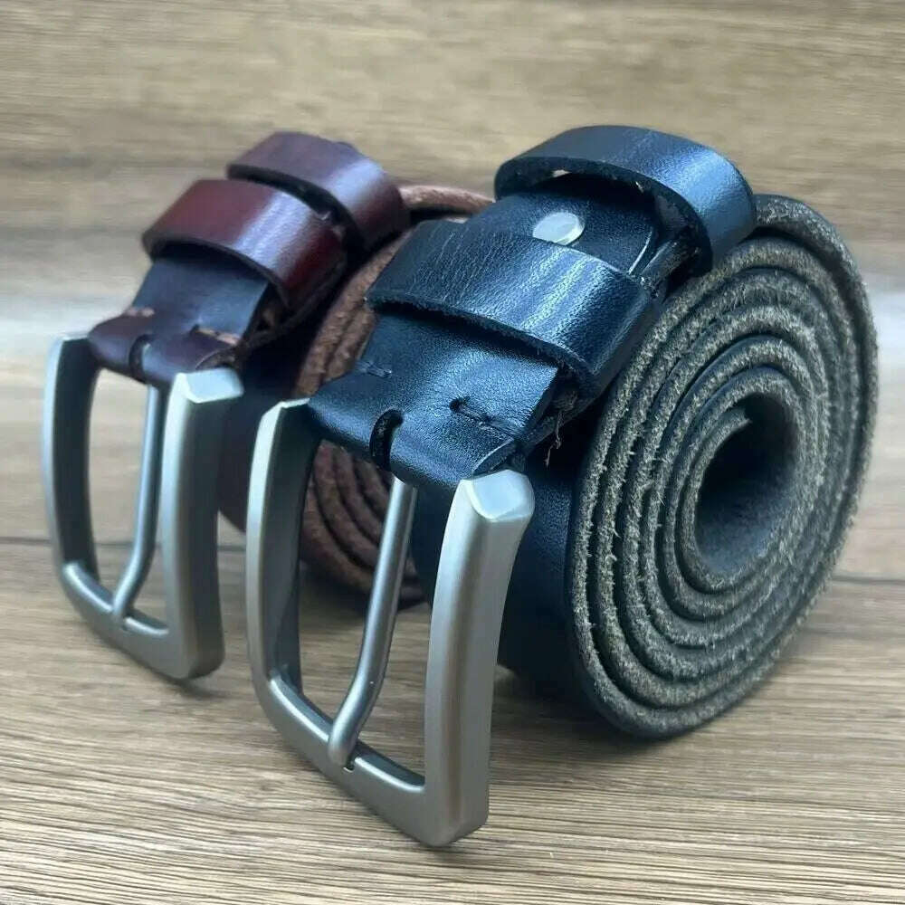 KIMLUD, 3.8CM Genuine Leather Belts For Men Luxury Designer High Quality Fashion Style Vintage Brown Cowboy Male Belt Factory Wholesale, KIMLUD Women's Clothes