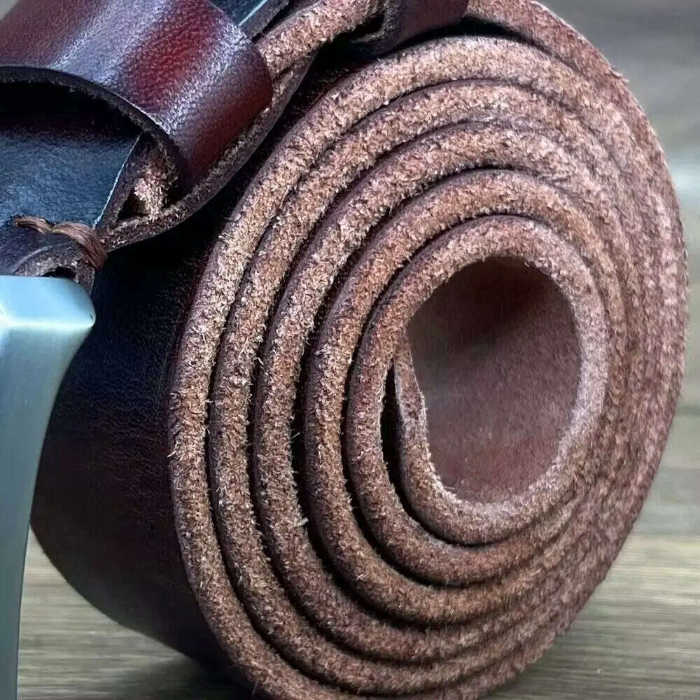 KIMLUD, 3.8CM Genuine Leather Belts For Men Luxury Designer High Quality Fashion Style Vintage Brown Cowboy Male Belt Factory Wholesale, KIMLUD Womens Clothes