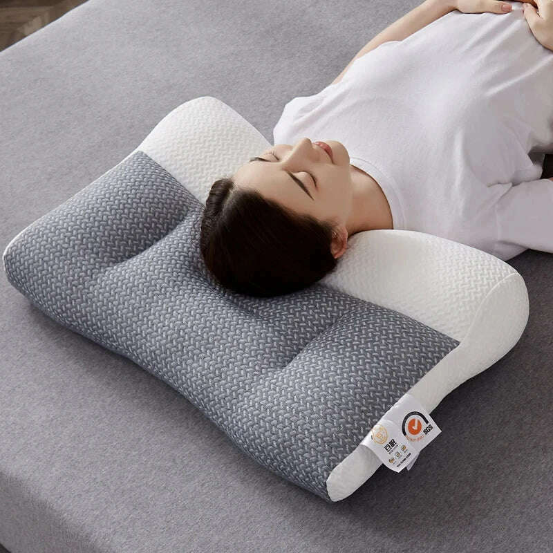 KIMLUD, 3D Neck Pillow Orthopedic To Help Sleep And Protect The Neck High Elastic Soft Porosity Washable Pillows Bedding For Hotel Home, White / 48X74CM-1PC, KIMLUD Womens Clothes