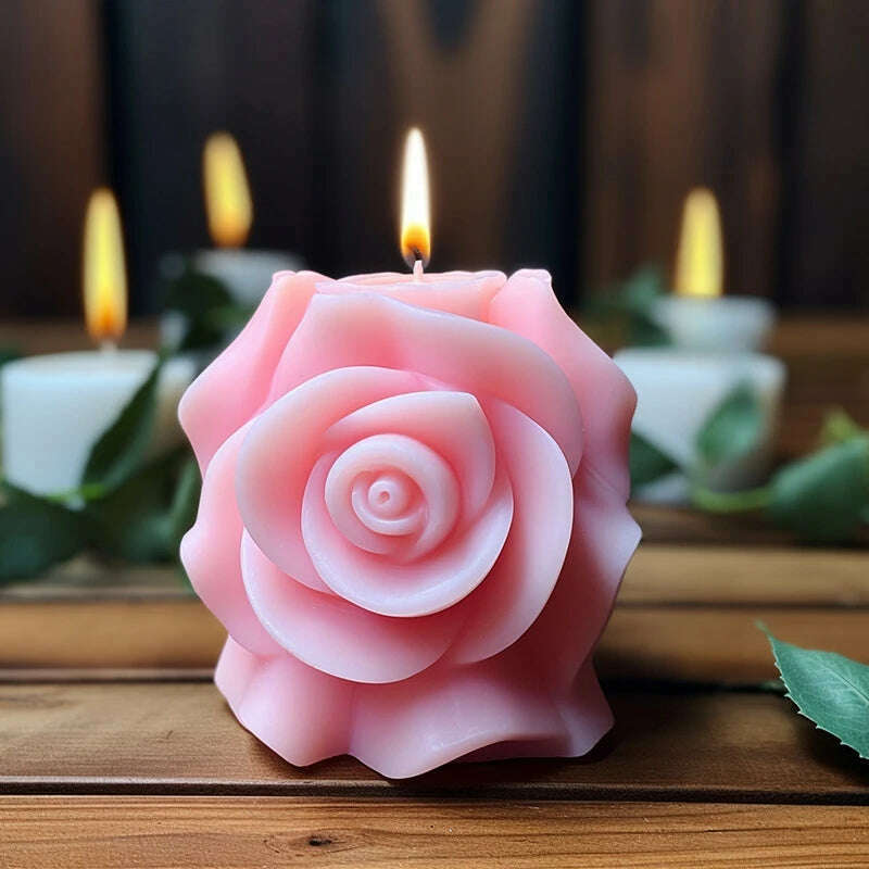 KIMLUD, 3D Rose Pillar Candle Silicone Mold Handmade Valentine's Day Flower Bouquet Soap Gypsum Resin Molds Wedding Decor Crafts Gifts, KIMLUD Womens Clothes